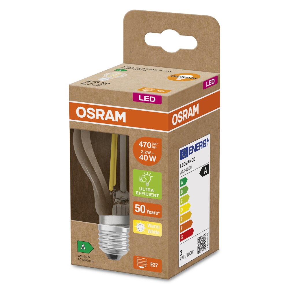OSRAM LED E27 2,2 W 3000 Kelvin 525 Lumen main product photo