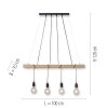 Leuchten-Direkt TERO Lámpara Colgante LED Crudo, Negro, 4 luces