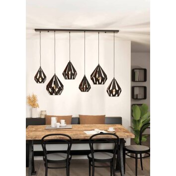 Eglo CARLTON Lámpara Colgante Cobre, Negro, 6 luces