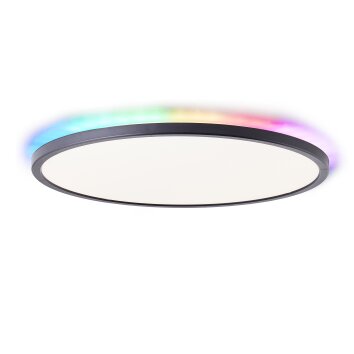 Brilliant Saltery Lámpara de Techo LED Negro, Blanca, 1 luz, Mando a distancia, Cambia de color