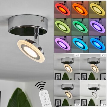 Lucy Lámpara de Techo LED Cromo, 1 luz, Mando a distancia, Cambia de color