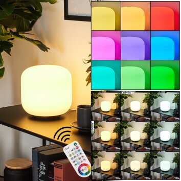 Loural Lámpara de mesa LED Níquel-mate, 1 luz, Mando a distancia, Cambia de color