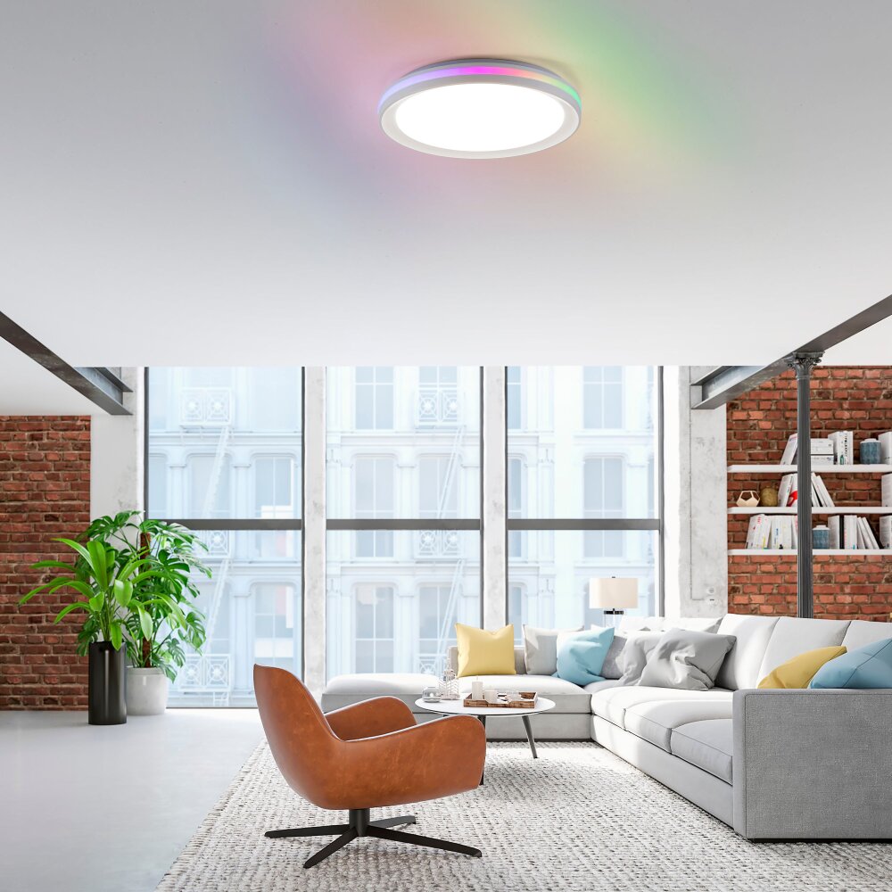 Leuchten-Direkt RIBBON Lámpara de Techo LED Blanca, 2 luces, Mando a distancia, Cambia de color main product photo