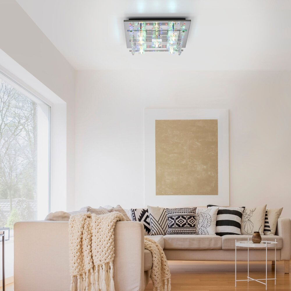Leuchten-Direkt KEMAL2.0 Lámpara de Techo LED Acero bruñido, 68 luces, Mando a distancia, Cambia de color main product photo