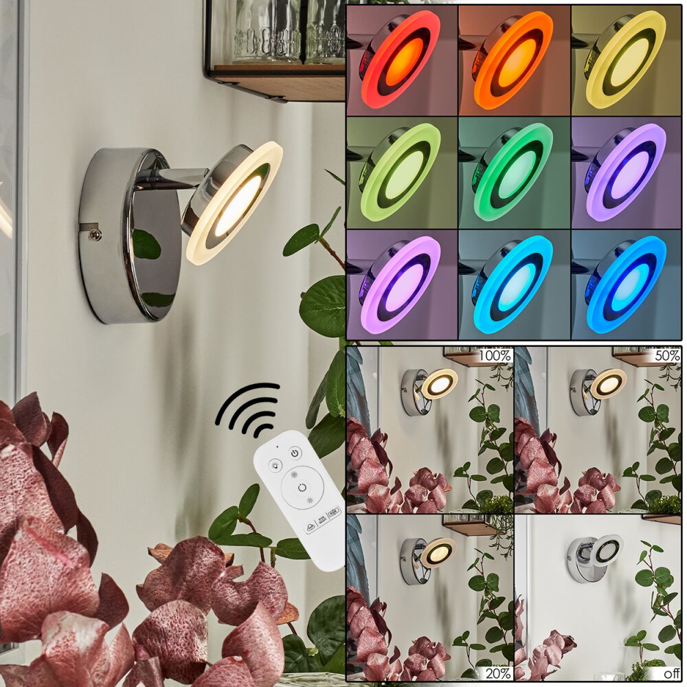 Lucy Aplique LED Cromo, 1 luz, Mando a distancia, Cambia de color main product photo
