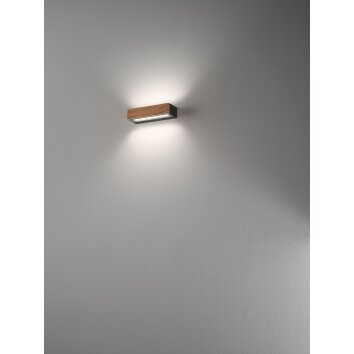 Fabas Luce Hazel Aplique LED Madera oscura, Negro, 1 luz