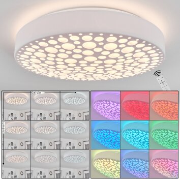 Agodim Lámpara de Techo LED Blanca, 1 luz, Mando a distancia, Cambia de color