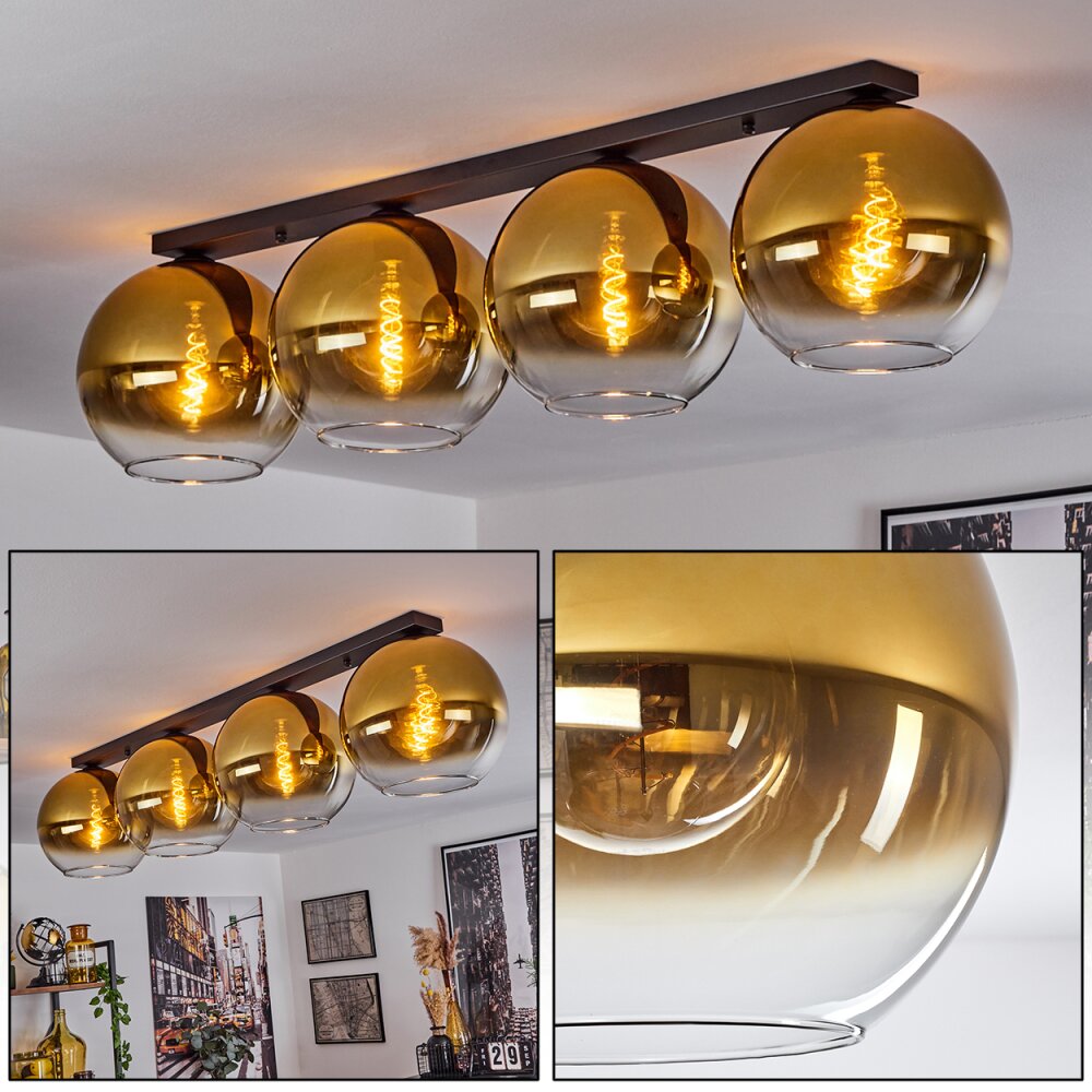 Koyoto Lámpara de Techo Cristal 30 cm dorado, Transparente, 4 luces main product photo