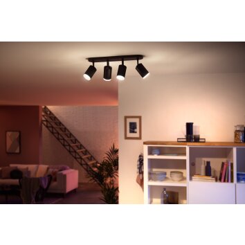 Philips Hue Fugato Lámpara de Techo LED Negro, 4 luces, Cambia de color