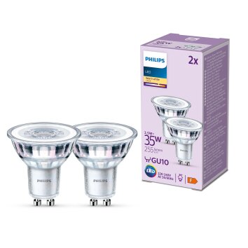 Philips Classic Juego de 2 LED GU10 de 3,5 watt 2700 Kelvin 255 Lumen