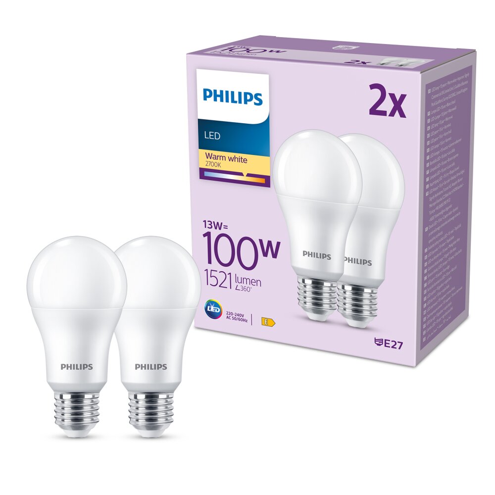 Philips Classic Juego de 2 LED E27 de 24 watt 2700 Kelvin 1521 Lumen main product photo