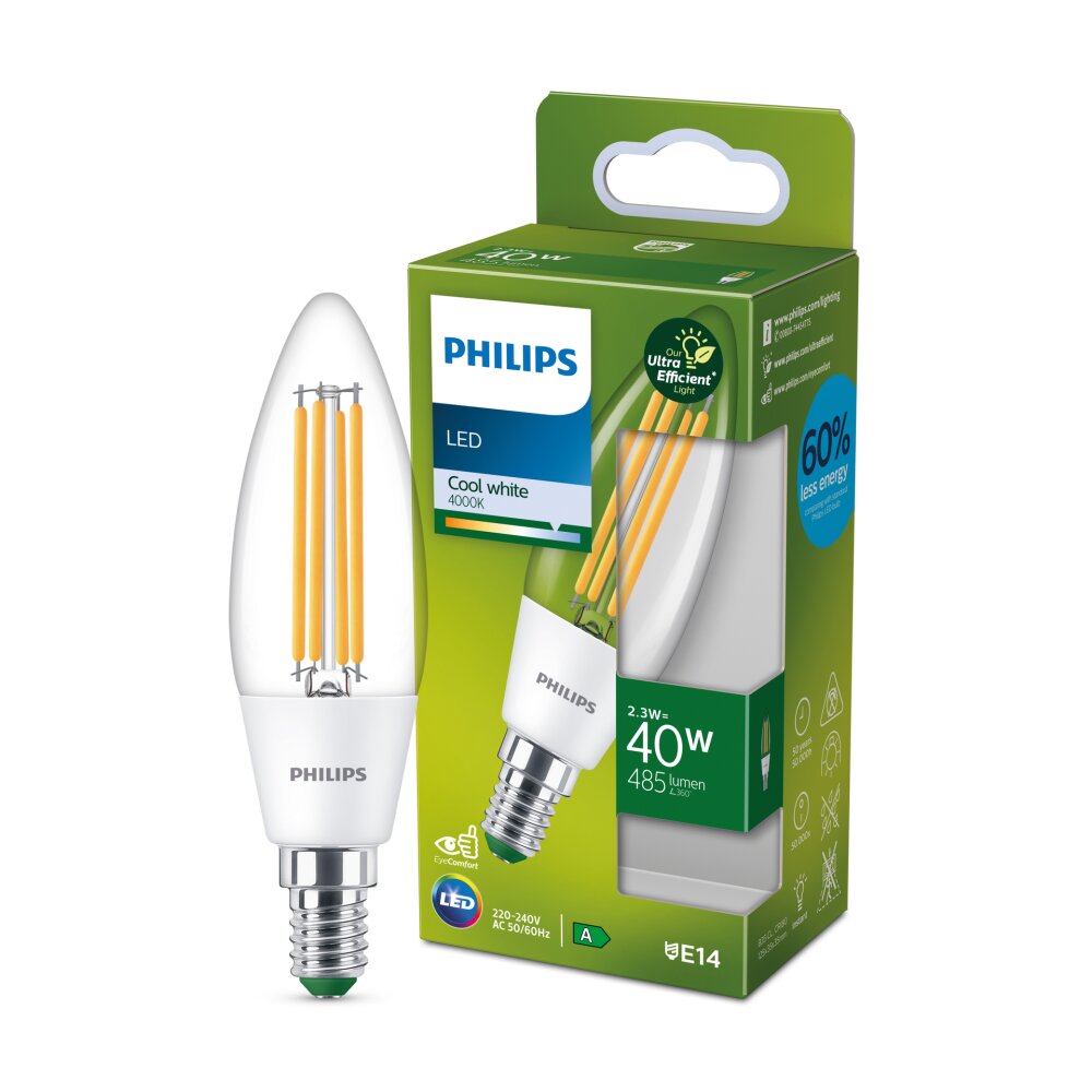 Philips Classic LED E14 2,3 watt 4000 Kelvin 485 lúmenes main product photo