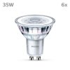 Philips Classic Juego de 6 LED GU10 de 3,5 watt 2700 Kelvin 255 Lumen