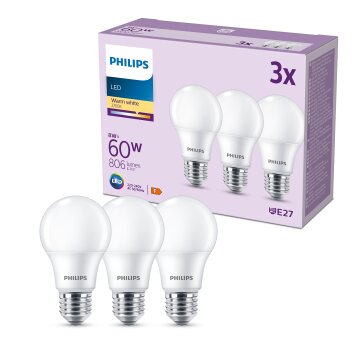 Philips Classic Juego de 3 LED E27 de 8 watt 2700 Kelvin 806 Lumen