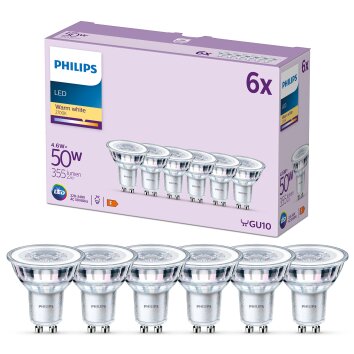 Philips Classic Juego de 6 LED GU10 4,6 watt 2700 Kelvin 355 lúmenes