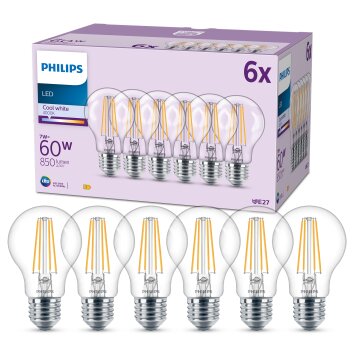 Philips Classic Juego de 6 LED E27 de 7 watt 4000 Kelvin 850 Lumen
