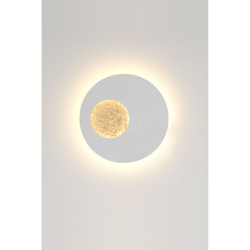 Holländer LUNA Aplique LED dorado, Blanca, 2 luces