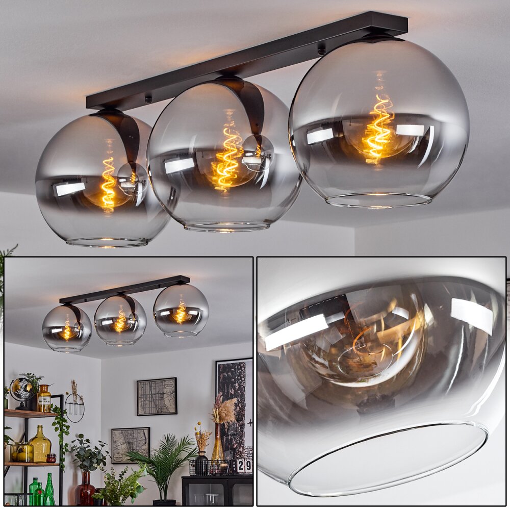 Koyoto Lámpara de Techo Cristal 30 cm Cromo, Transparente, Ahumado, 3 luces main product photo