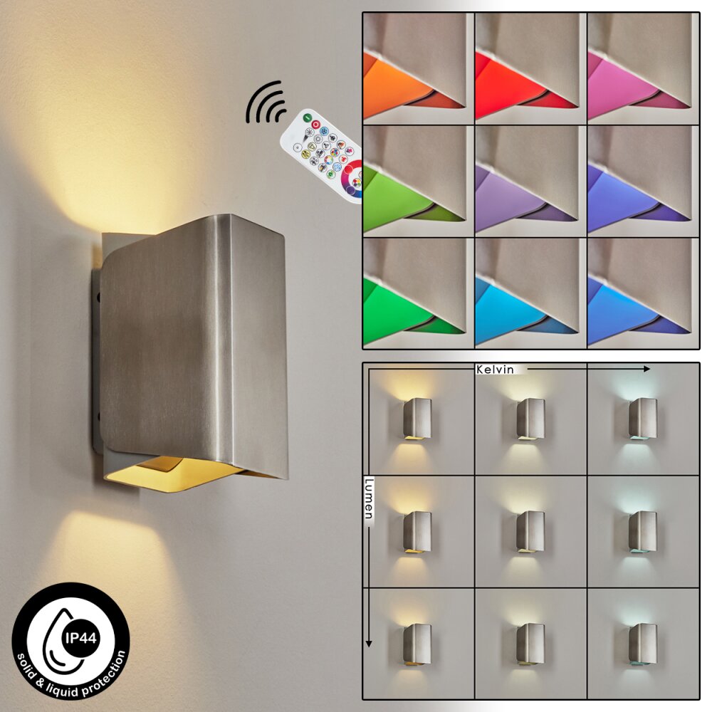 Bafueiras Aplique para exterior LED Níquel-mate, Blanca, 1 luz, Mando a distancia, Cambia de color main product photo