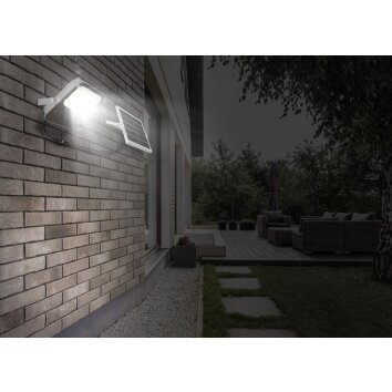 Globo SOLAR Foco proyector jardin LED Gris, 1 luz, Mando a distancia