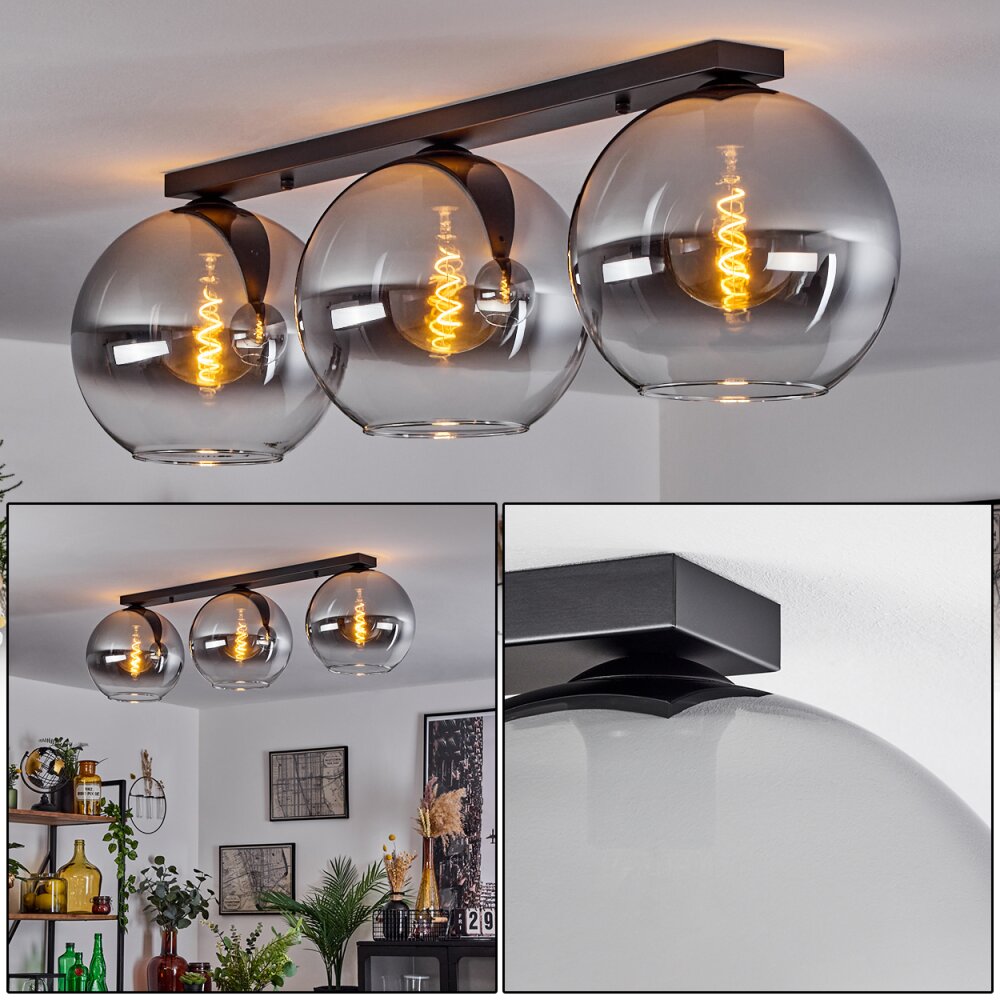 Koyoto Lámpara de Techo Cristal 30 cm Transparente, Ahumado, 3 luces main product photo