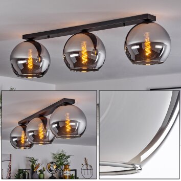 Koyoto  Lámpara de Techo Cristal 25 cm Cromo, Ahumado, 3 luces