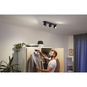 Philips Hue Buckram Lámpara de Techo LED Negro, 3 luces, Mando a distancia