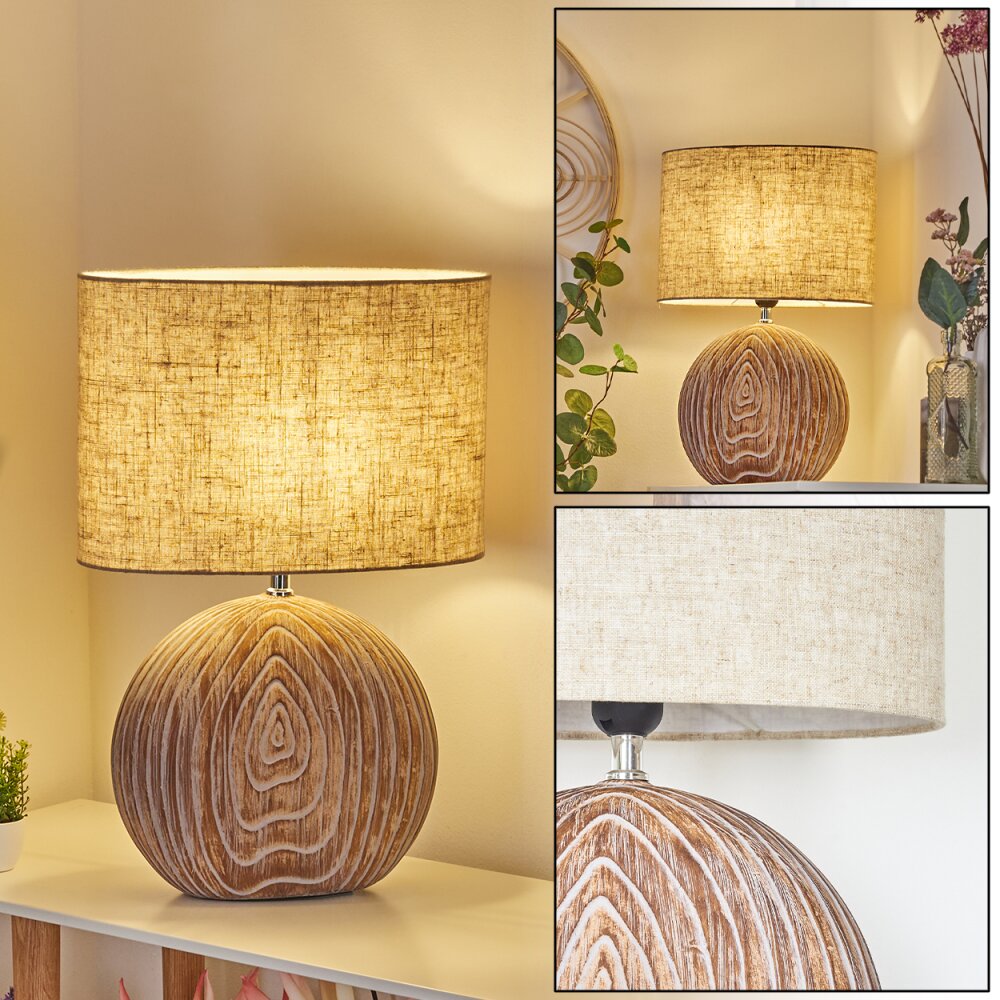 Lahnus Lámpara de mesa Marrón, Color madera, Blanca, 1 luz main product photo