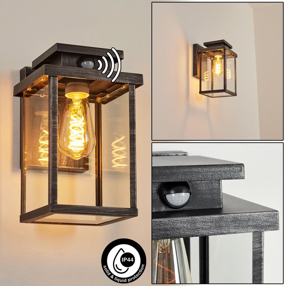 Tieva Aplique para exterior Negro, Plata, 1 luz, Sensor de movimiento main product photo