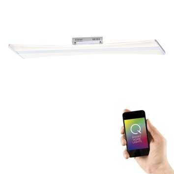 Lámpara de Techo Paul Neuhaus Q-Riller LED Cromo, 2 luces, Mando a distancia, Cambia de color