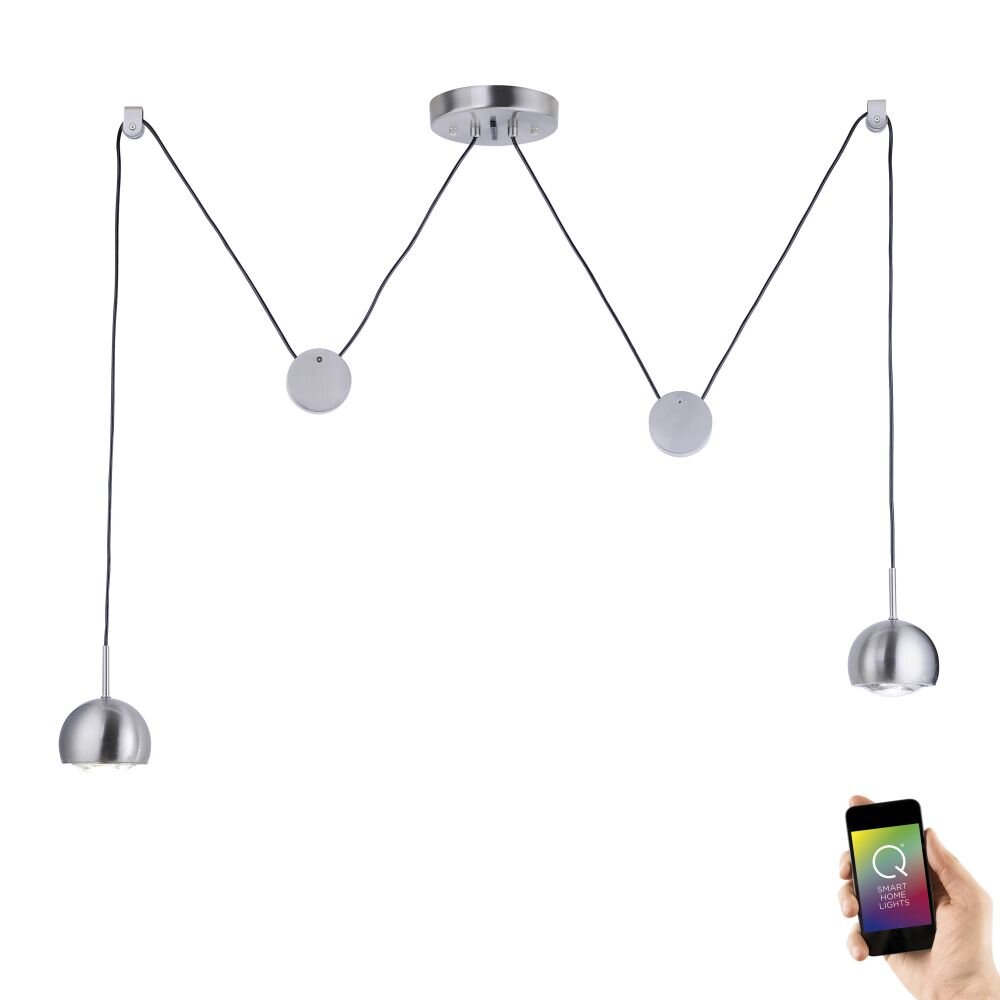 Paul Neuhaus Q-ADAM Lámpara Colgante LED Acero inoxidable, 2 luces, Mando a distancia, Cambia de color main product photo