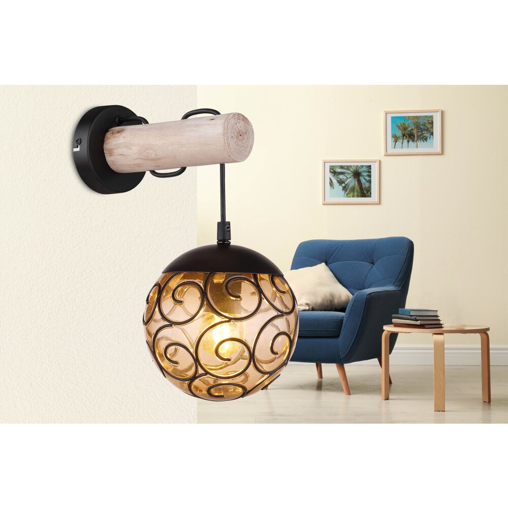 Globo MAXI Aplique Crudo, Negro, 1 luz main product photo