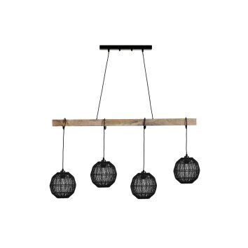 Globo HERMI Lámpara Colgante Crudo, Negro, 4 luces