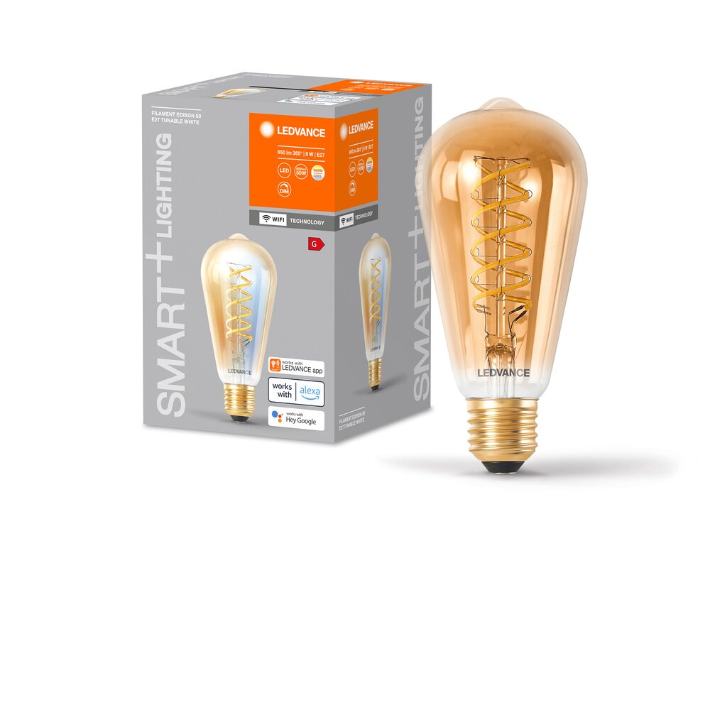 LEDVANCE SMART+WIFI LED E27 8 W 2200-5000 Kelvin 600 Lumen main product photo