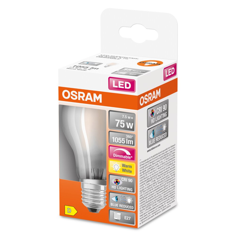 OSRAM SUPERSTAR LED E27 7,5 W 2700 Kelvin 1055 Lumen main product photo