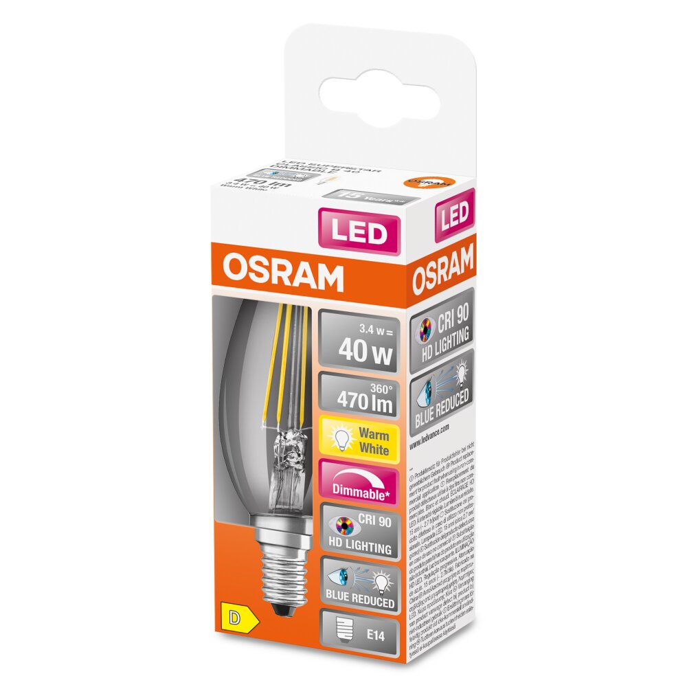 OSRAM SUPERSTAR LED E14 3,4 W 2700 Kelvin 470 Lumen main product photo