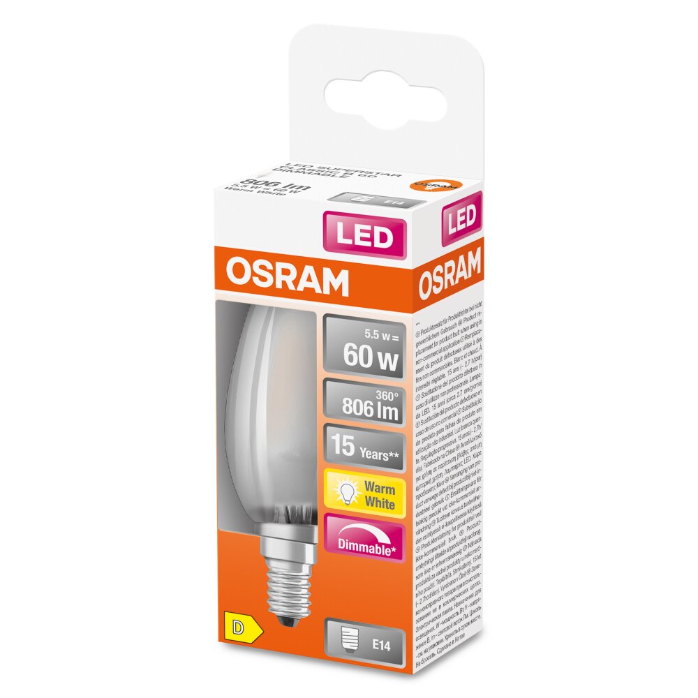 OSRAM SUPERSTAR LED E14 3,4 W 4000 Kelvin 470 Lumen main product photo