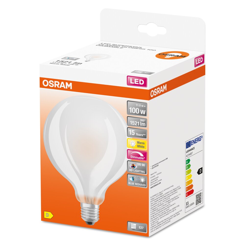 OSRAM SUPERSTAR LED E27 11 watt 2700 Kelvin 1521 Lumen main product photo