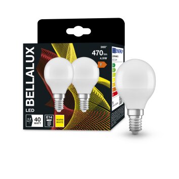 BELLALUX® Juego de 2 LED E14 4,9 watt 2700 Kelvin 470 Lumen