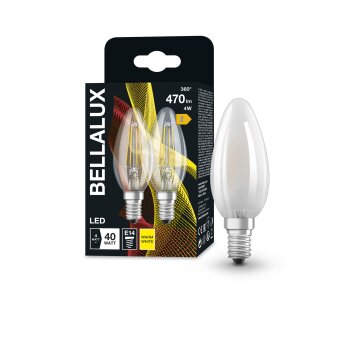 BELLALUX® Juego de 2 LED E14 de 4 watt 2700 Kelvin 470 Lumen