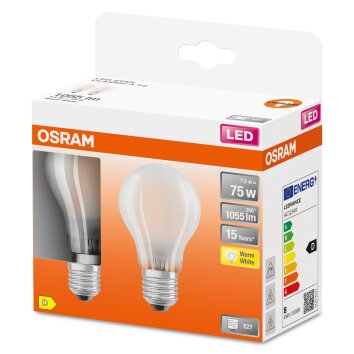 OSRAM LED Retrofit Juego de 2 E27 7,5 watt 2700 Kelvin 1055 Lumen