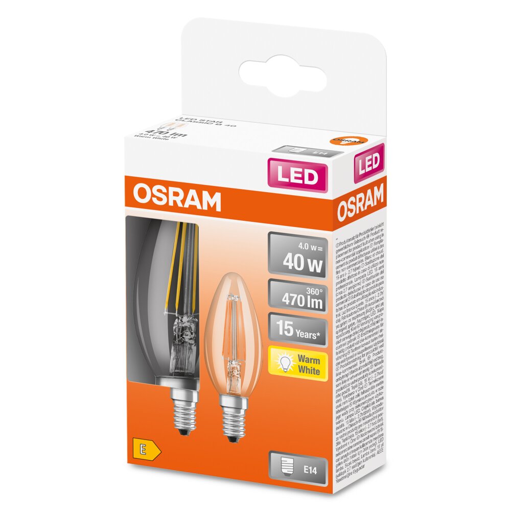 OSRAM LED Retrofit Juego de 2 E14 4 watt 2700 Kelvin 470 Lumen main product photo