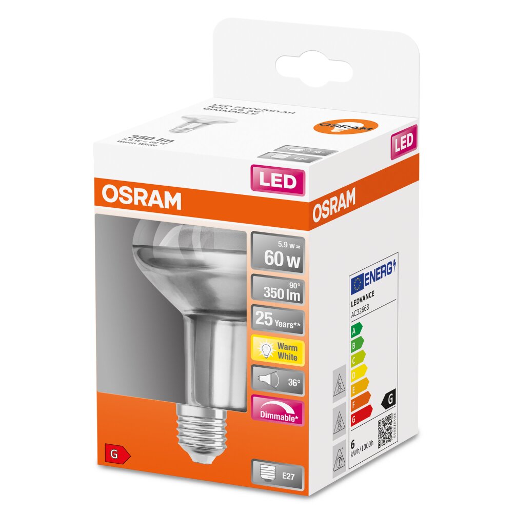 OSRAM LED SUPERSTAR E27 5,9 W 2700 Kelvin 350 Lumen main product photo
