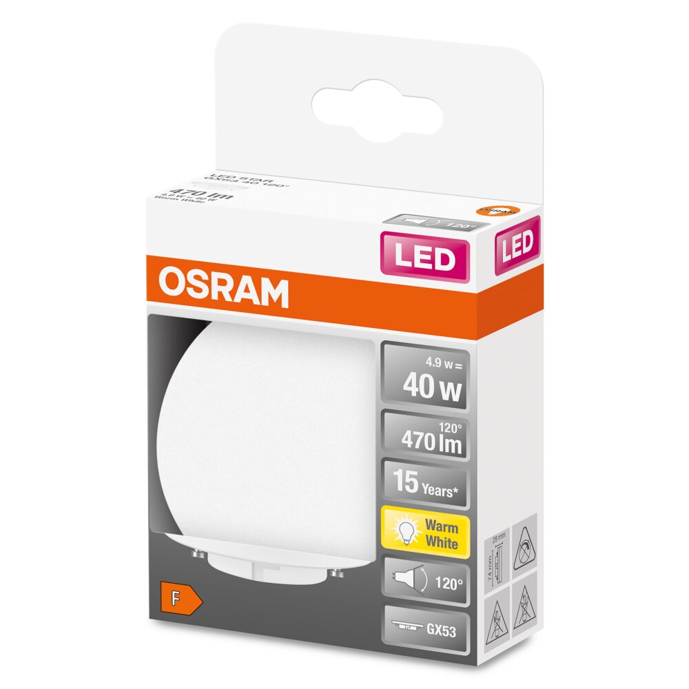 OSRAM LED STAR GX53 4,9 W 2700 Kelvin 470 Lumen main product photo