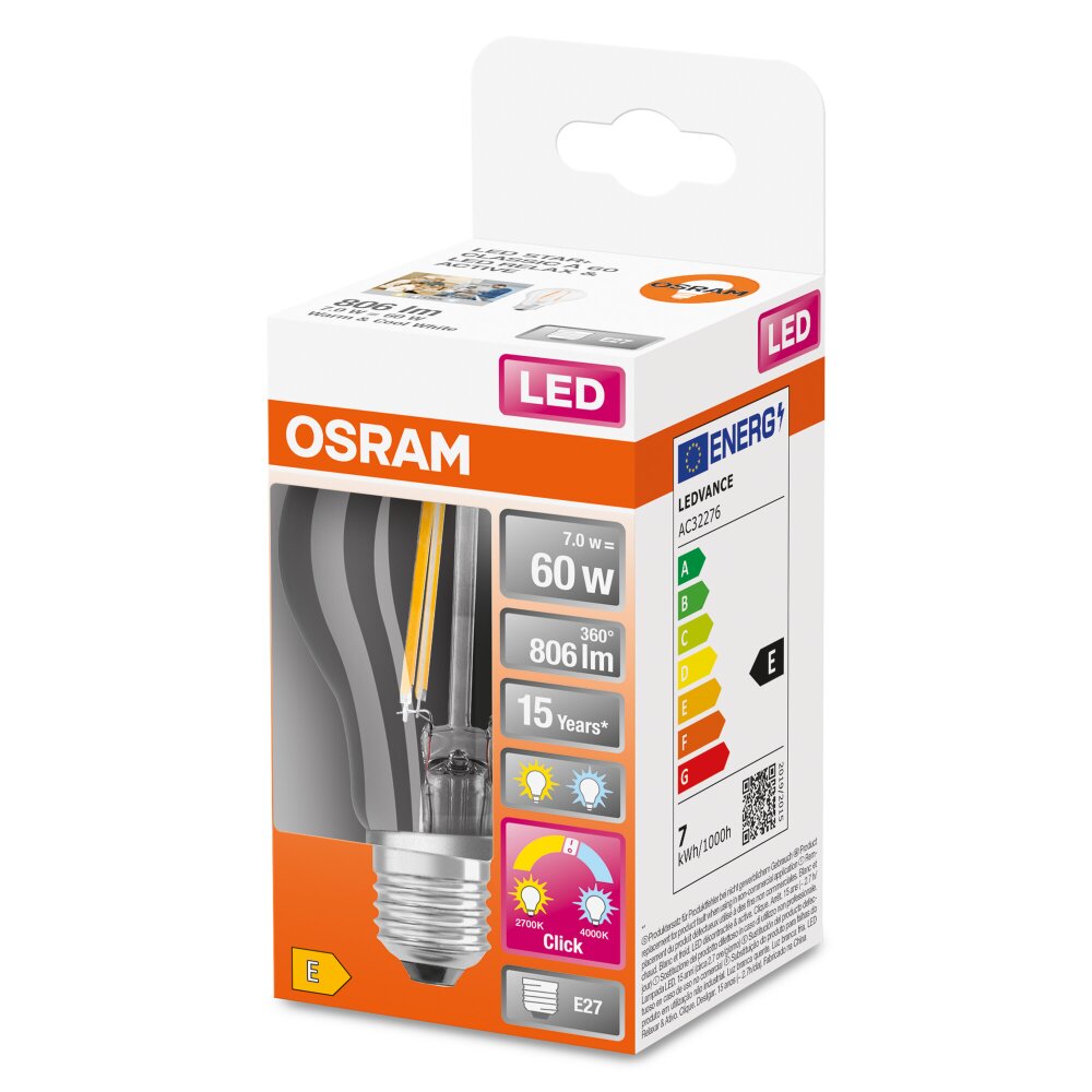 OSRAM CLASSIC A LED E27 7 W 2700/4000 Kelvin 806 Lumen main product photo