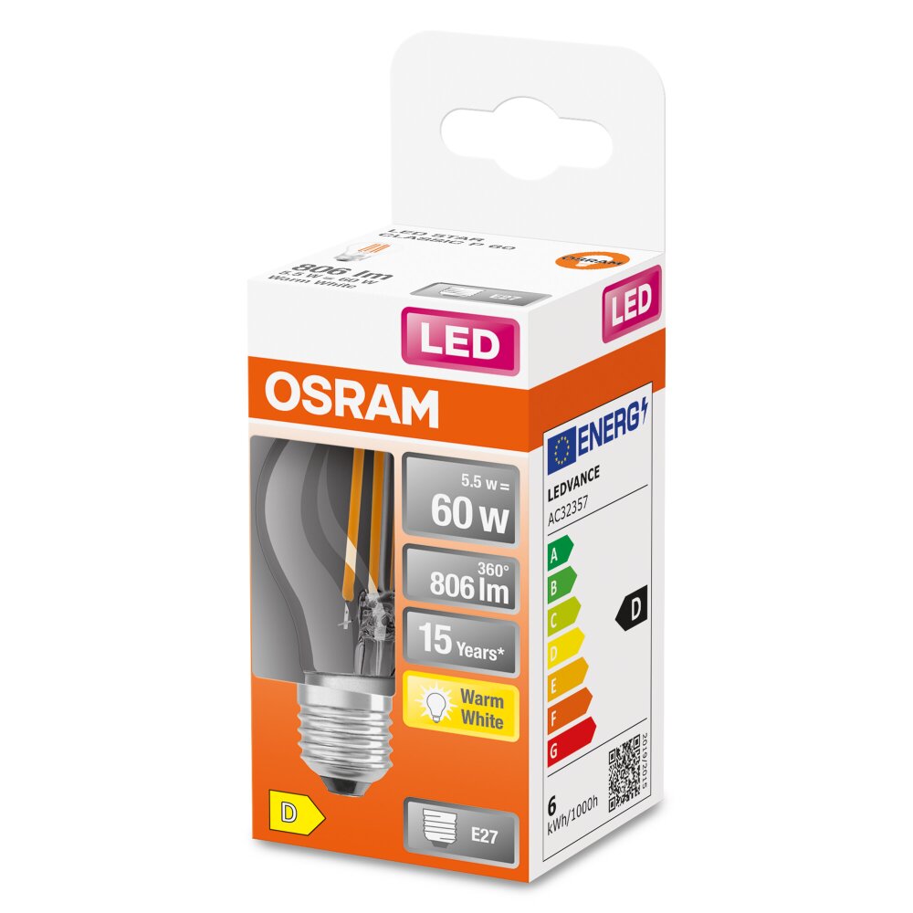 OSRAM LED Retrofit E27 5,5 W 2700 Kelvin 806 Lumen main product photo