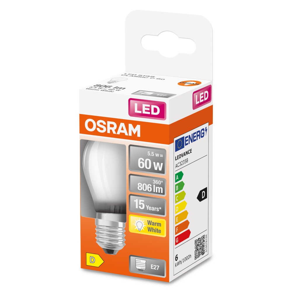 OSRAM LED Retrofit E27 5,5 W 2700 Kelvin 806 Lumen main product photo