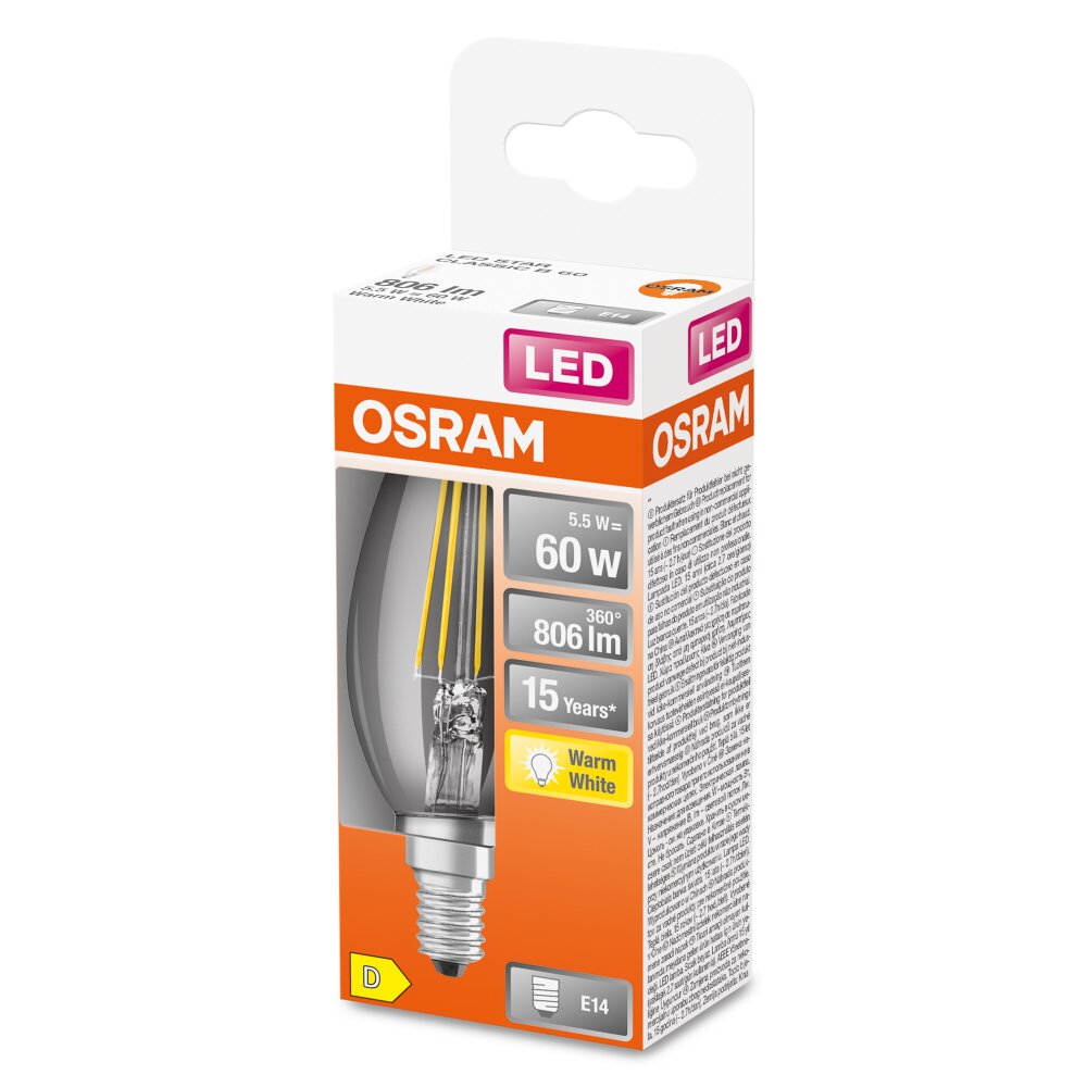 OSRAM LED Retrofit E14 5,5 W 2700 Kelvin 806 Lumen main product photo