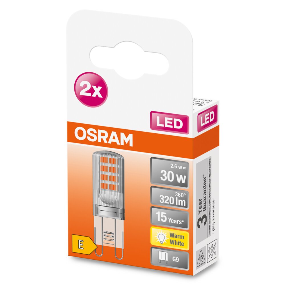 OSRAM LED PIN Juego de 2 G9 2,6 watt 2700 Kelvin 320 Lumen main product photo