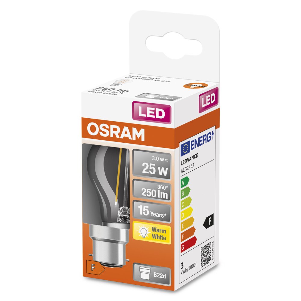 OSRAM LED Retrofit B22d 2,5 W 2700 Kelvin 250 Lumen main product photo